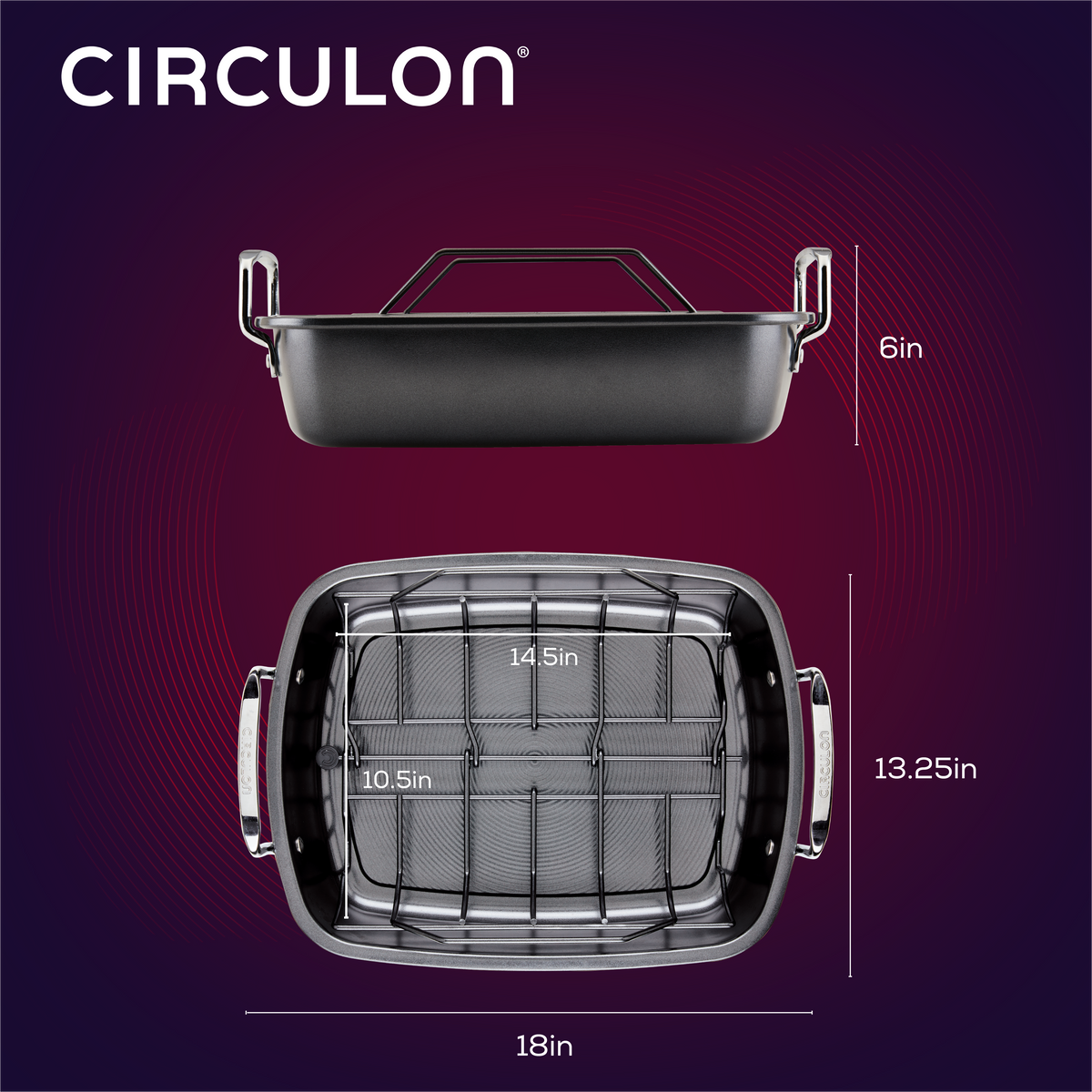 Röstpfanne: Nonstick Roaster Pan mit Easy Serve Rack