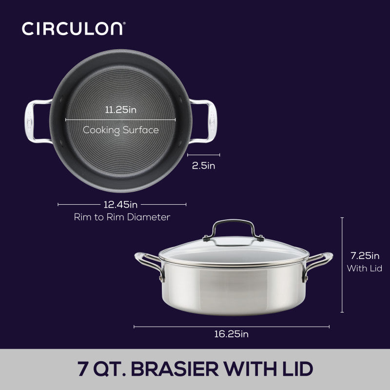 Nonstick 7-Quarter Braiser mit Lid