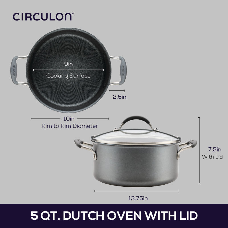 5-Quartar ScratchDefense Nonstick Dutch Oven mit Lid
