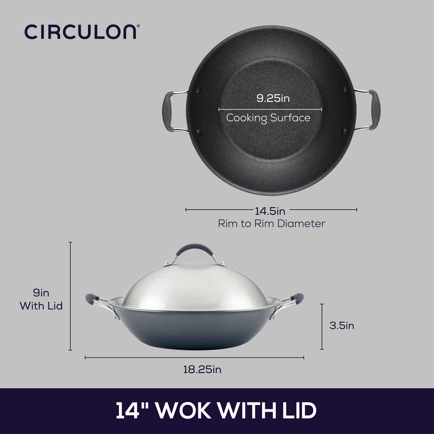 14-Zoll-A1 ScratchDefenseTM Nonstick Wok mit Lid
