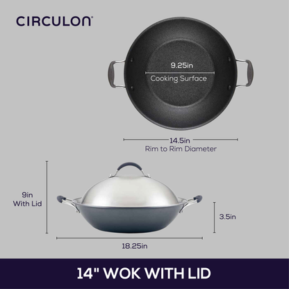 14-Zoll-A1 ScratchDefenseTM Nonstick Wok mit Lid