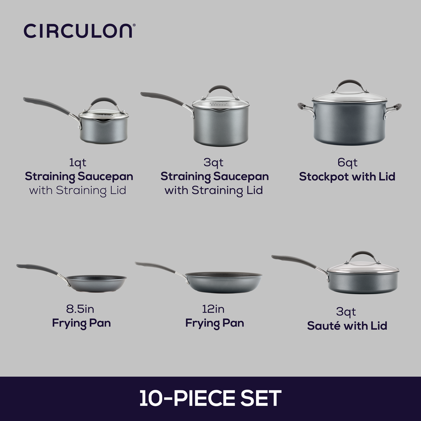 10-Piece ScratchDefenseTM Nonstick-Kochgeschirr-Set