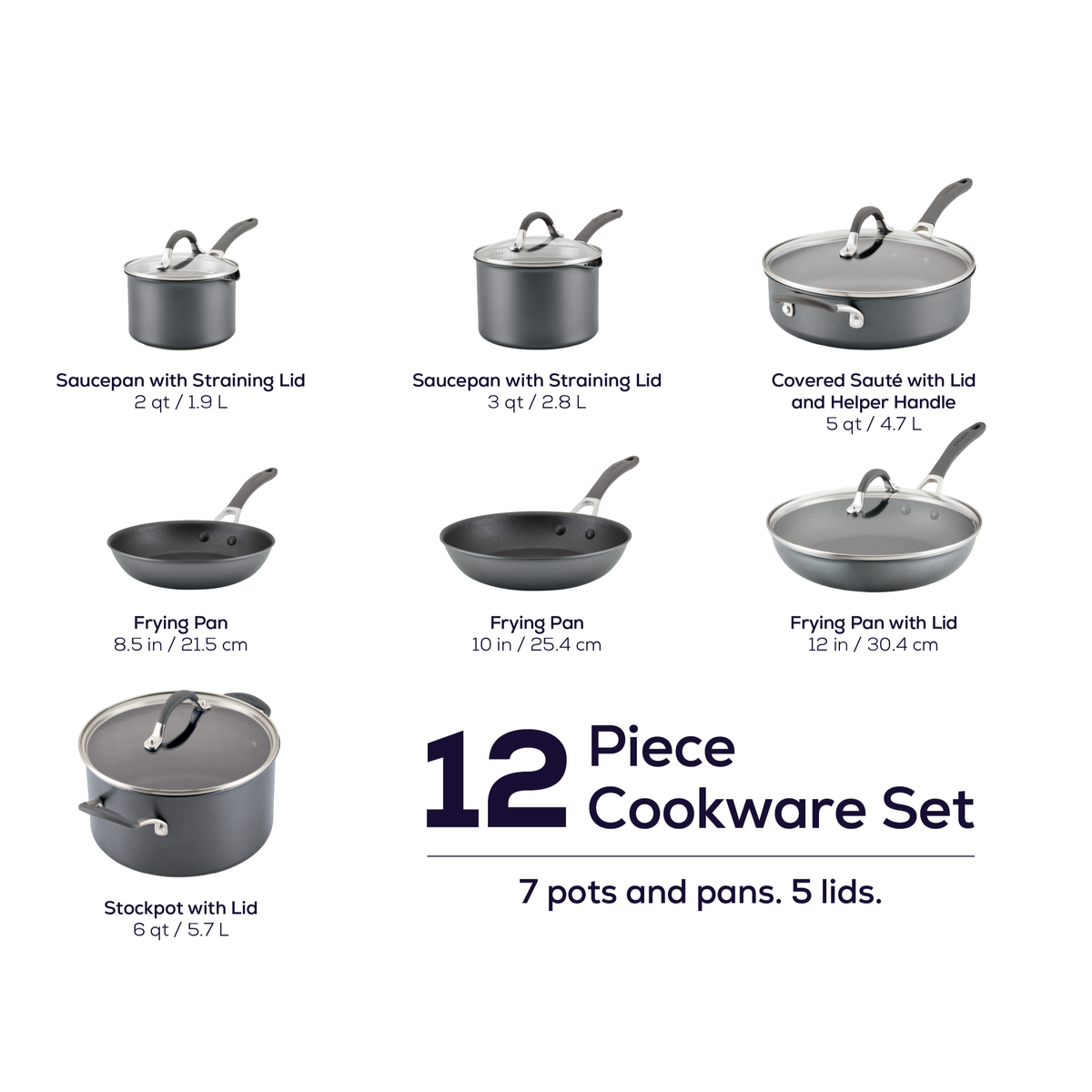 12-Piece ScratchDefenseTM Nonstick-Kochgeschirr-Set