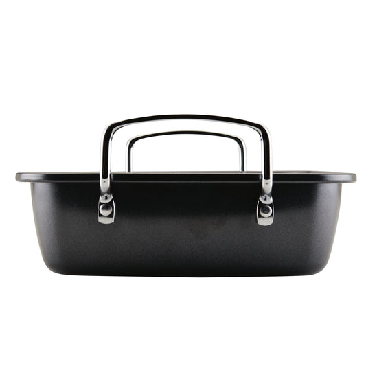 Röstpfanne: Nonstick Roaster Pan mit Easy Serve Rack