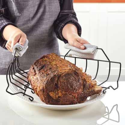 Röstpfanne: Nonstick Roaster Pan mit Easy Serve Rack
