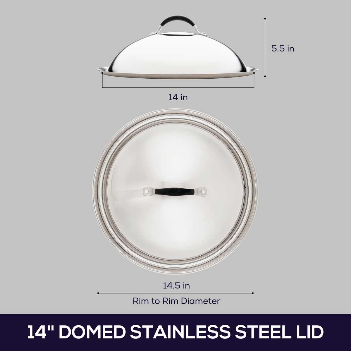 14-Zoll-Edelstahl Domed Lid