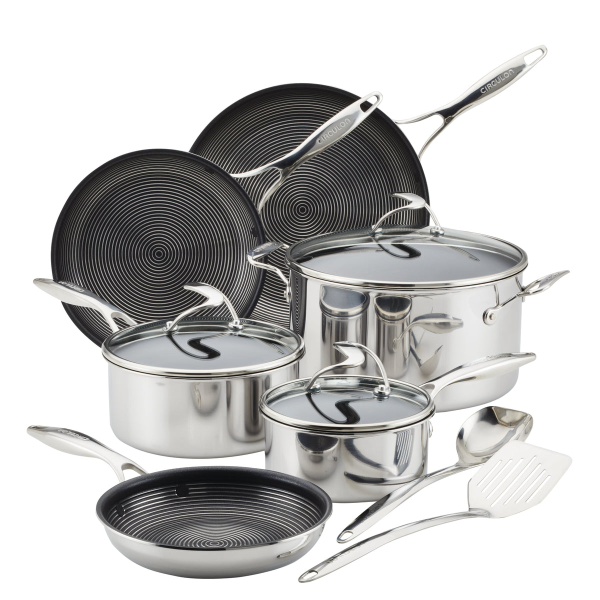 11-Stück-Clad Stainless Steel und Hybrid Nonstick Cookware Set