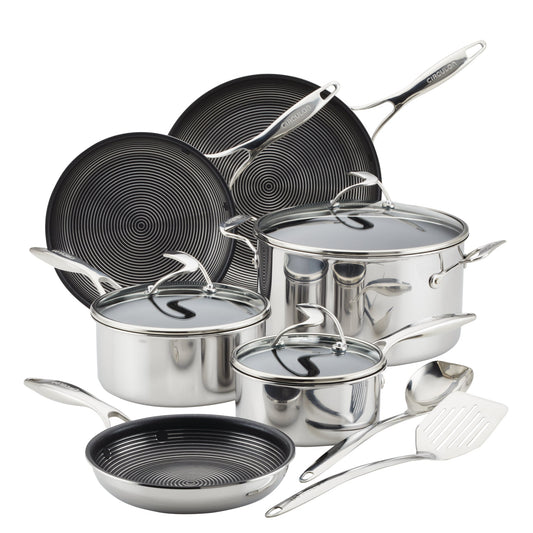 11-Stück-Clad Stainless Steel und Hybrid Nonstick Cookware Set